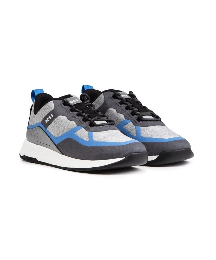 Hugo Boss Mens Titanium Trainers - Grey Textile - Size UK 7